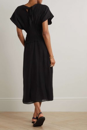 MOTHER OF PEARL + NET SUSTAIN платье миди из крепона с открытой спиной TENCEL и лиоцелла, черный