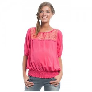 Блуза , укороченный рукав, размер 50, розовый, коралловый NEWFORM. Цвет: розовый