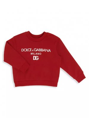 Свитер с круглым вырезом логотипом Little Kid's & , красный Dolce&Gabbana