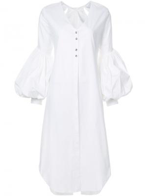Удлиненная рубашка с буффами на рукавах Leal Daccarett. Цвет: белый