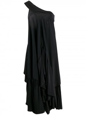 Платье на одно плечо с драпировкой Rochas. Цвет: черный