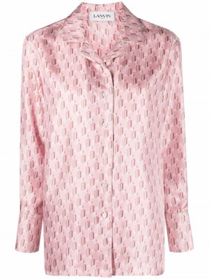 Monogram-print pyjama button-front shirt LANVIN. Цвет: розовый