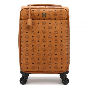Кожаный дорожный чемодан на колесиках MCM. Цвет: коричневый