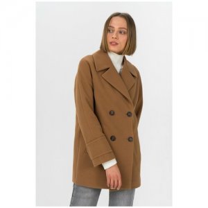 Укороченное пальто прямого кроя 2-8117/10-021 Коричневый 48 Electrastyle. Цвет: коричневый