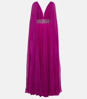 Плиссированное шифоновое платье с поясом JENNY PACKHAM, розовый Packham