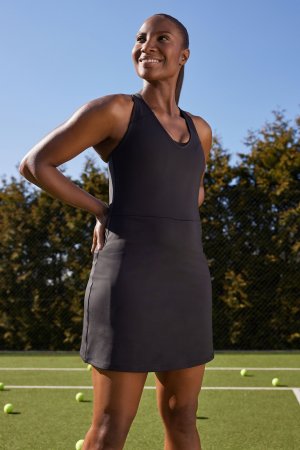 Активное теннисное платье без рукавов с декоративной перекрещенной спиной , черный Next