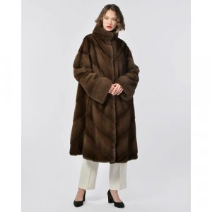 Пальто , норка, силуэт трапеция, карманы, размер 40, коричневый Manakas Frankfurt. Цвет: коричневый