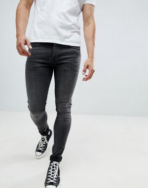 Выбеленные черные супероблегающие джинсы -Черный Saints Row