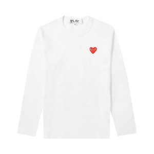 Лонгслив Comme des Garçons PLAY Long-Sleeve Basic Logo Tee 'White', белый