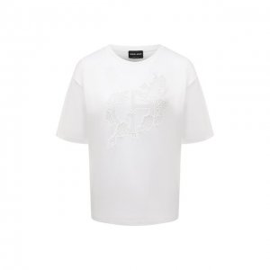 Хлопковая футболка Giorgio Armani. Цвет: белый