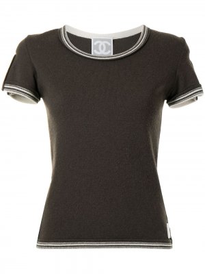 Кашемировая футболка 2005-го года в полоску Chanel Pre-Owned. Цвет: коричневый