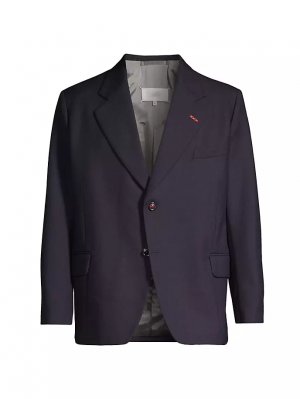Шерстяная куртка с узором «елочка» , темно-синий Maison Margiela