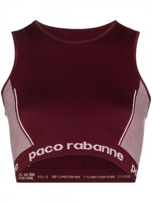 Спортивный бюстгальтер с логотипом Paco Rabanne. Цвет: красный