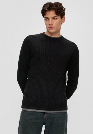Вязаный свитер MIT MUSTERSTRUKTUR , цвет schwarz QS