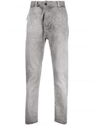 Зауженные джинсы с низким шаговым швом 11 By Boris Bidjan Saberi. Цвет: серый
