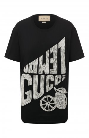 Хлопковая футболка Gucci. Цвет: чёрный