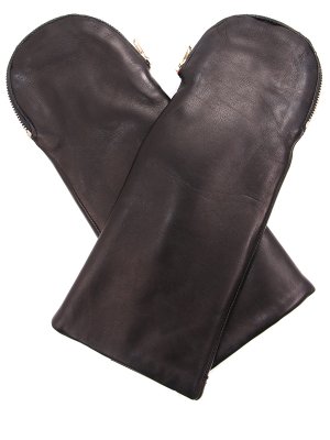 Варежки кожаные на меху ELEGANZZA. Цвет: черный