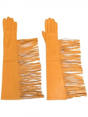 Перчатки с бахромой Manokhi. Цвет: желтый
