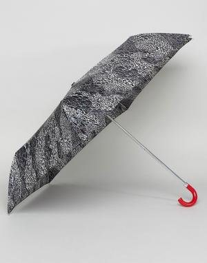 Зонтик с эффектом змеиной кожи Superslim 2 Lulu Guinness. Цвет: черный