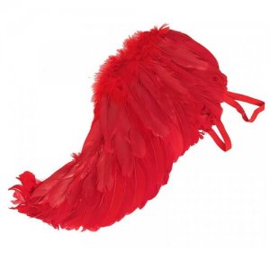Крылья ангела красные перьевые карнавальные большие 60х35см, на Хэллоуин и Новый год Happy Pirate. Цвет: красный