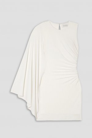 Платье мини Kenna из джерси с одним рукавом и сборками HALSTON, белый Halston