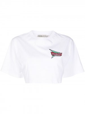 Embroidered-logo cropped T-shirt Fiorucci. Цвет: белый