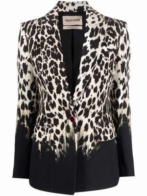 Leopard-print single-breasted blazer Roberto Cavalli. Цвет: бежевый