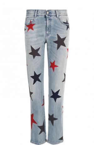 Укороченные джинсы прямого кроя с принтом в виде звезд Stella McCartney. Цвет: синий