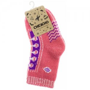 Носки для девочек, утепленные, размер 26-28, розовый Снежно. Цвет: розовый