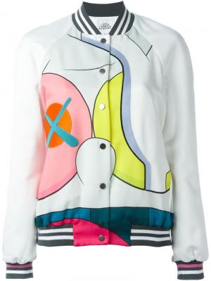 Куртка-бомбер с геометрическим принтом Mira Mikati. Цвет: белый