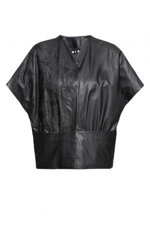 Кожаная куртка с вышивкой 186603 Solleciti. Цвет: черный