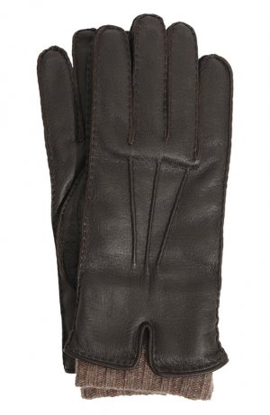 Кожаные перчатки Fedeli. Цвет: коричневый