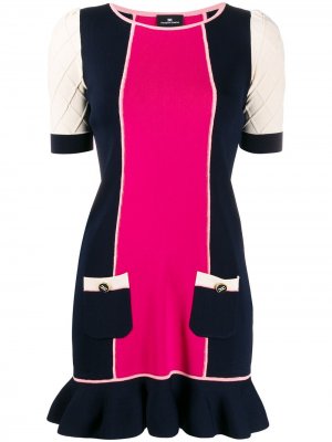 Короткое платье в стиле колор-блок Elisabetta Franchi