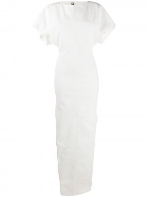 Платье с боковым разрезом и короткими рукавами Rick Owens. Цвет: белый