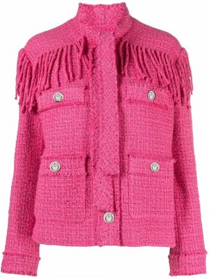Твидовый пиджак с бахромой PINKO. Цвет: розовый