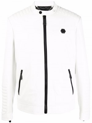 Куртка с контрастной отделкой Philipp Plein. Цвет: белый