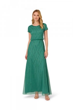 Длинное платье из бисера , зеленый Adrianna Papell