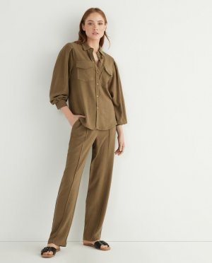 Женские льняные брюки с эластичной резинкой на талии Yas, серый YAS. Цвет: серый