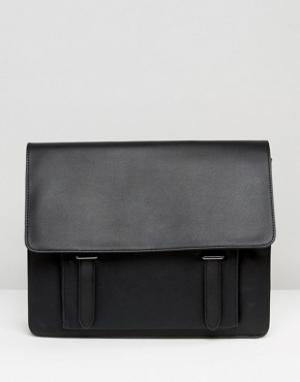 Черный портфель из искусственной кожи с карманом спереди ASOS. Цвет: черный