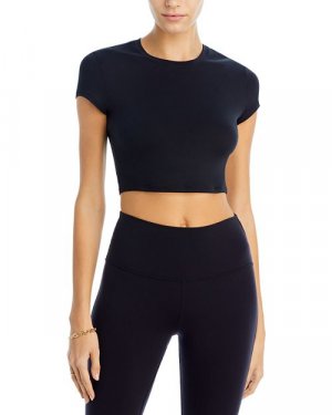 Укороченная футболка Finesse с короткими рукавами , цвет Black Alo Yoga
