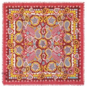Дизайнерский малиновый платок с узором пэйсли 840414 Cacharel. Цвет: красный