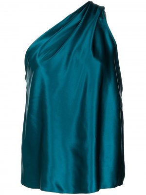 Блузка на одно плечо с драпировкой Michelle Mason. Цвет: синий