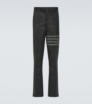 Шерстяные твидовые брюки 4-Bar , серый Thom Browne