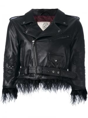 Укороченная декорированная куртка Antonio Marras. Цвет: чёрный