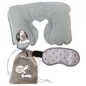 Дорожный набор «Сладких снов»: подушка, маска для сна нет бренда. Цвет: серый