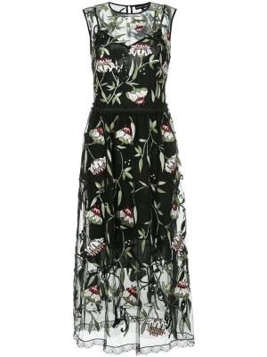 Полупрозрачное платье с вышитыми цветочными узорами Markus Lupfer