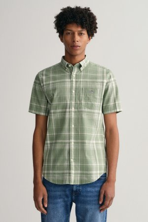 Рубашка стандартного кроя с короткими рукавами из хлопка и льна, зеленый Gant