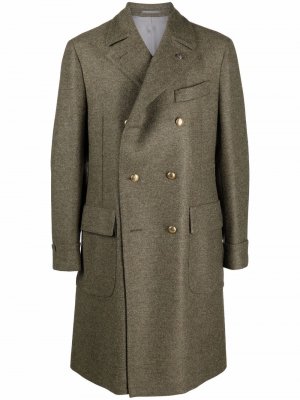 Двубортное пальто строгого кроя Gabriele Pasini. Цвет: зеленый
