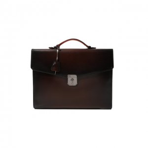 Кожаный портфель Santoni. Цвет: коричневый
