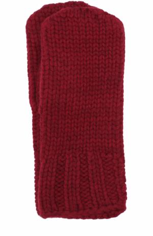 Варежки фактурной вязки Tegin. Цвет: бордовый